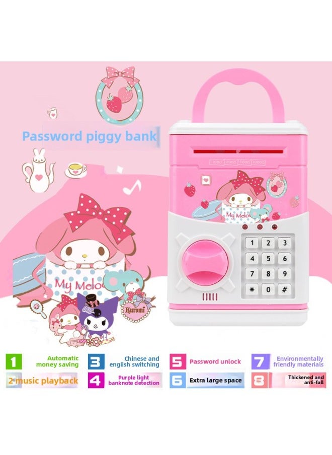 Generic Children's Piggy Bank Automatic Roll Money ATM Machine Password Piggy Bank Creative Gift Cartoon Financial Safe-Color:1816A Happy Cat-Dimensions:Battery Self-contained  - Image 2