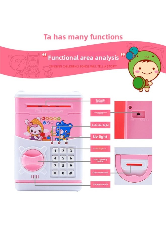 Generic Children's Piggy Bank Automatic Roll Money ATM Machine Password Piggy Bank Creative Gift Cartoon Financial Safe-Color:1816A Happy Cat-Dimensions:Battery Self-contained  - Image 4