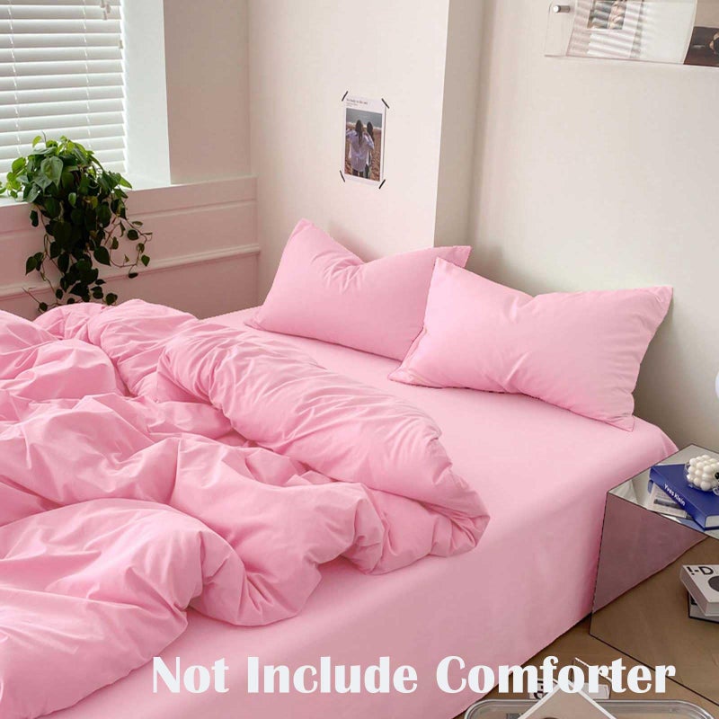 Nanko Pink Queen Size Duvet Cover Set, Luxury Lightweight Microfiber Bedding Sets with Zip Ties - Modern Bed Sets for Women Men Chambray Teen 3pc 88 x 90 inch, Light Pink Coral - Image 2