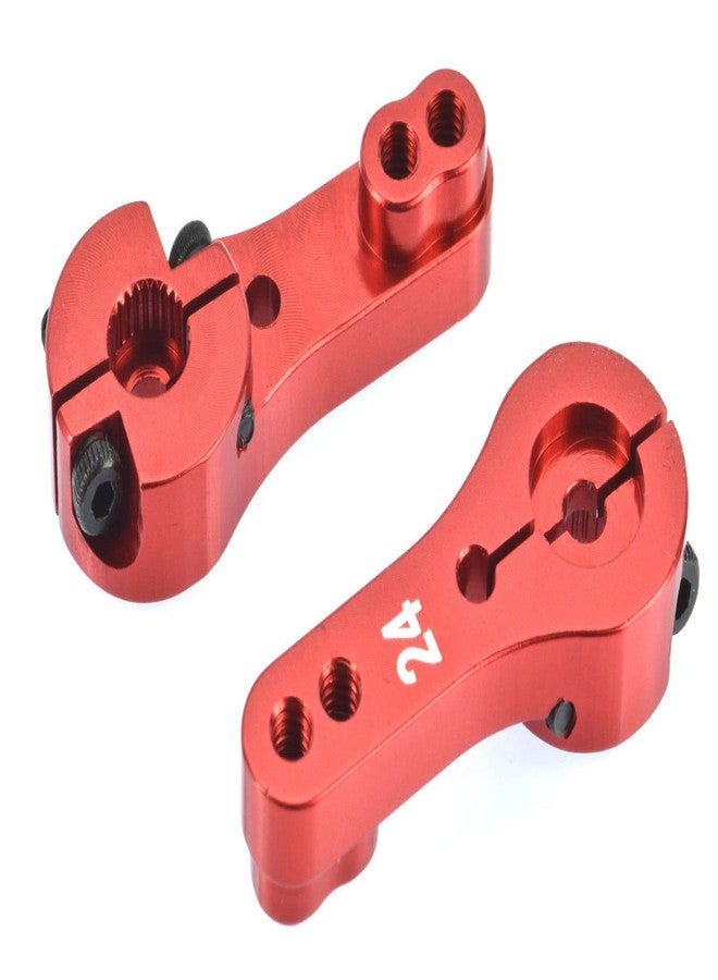 Apex RC Products 24T for Hitec Red Aluminum Dual Clamping Servo Horn -2 Pack #8011 - Image 1