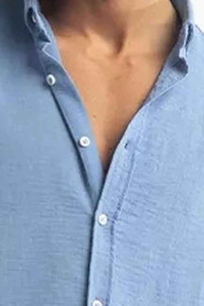 Giesto Powder Blue GIESTO Oversized Button-Up Long Sleeve Shirt for Men | Best Price UAE