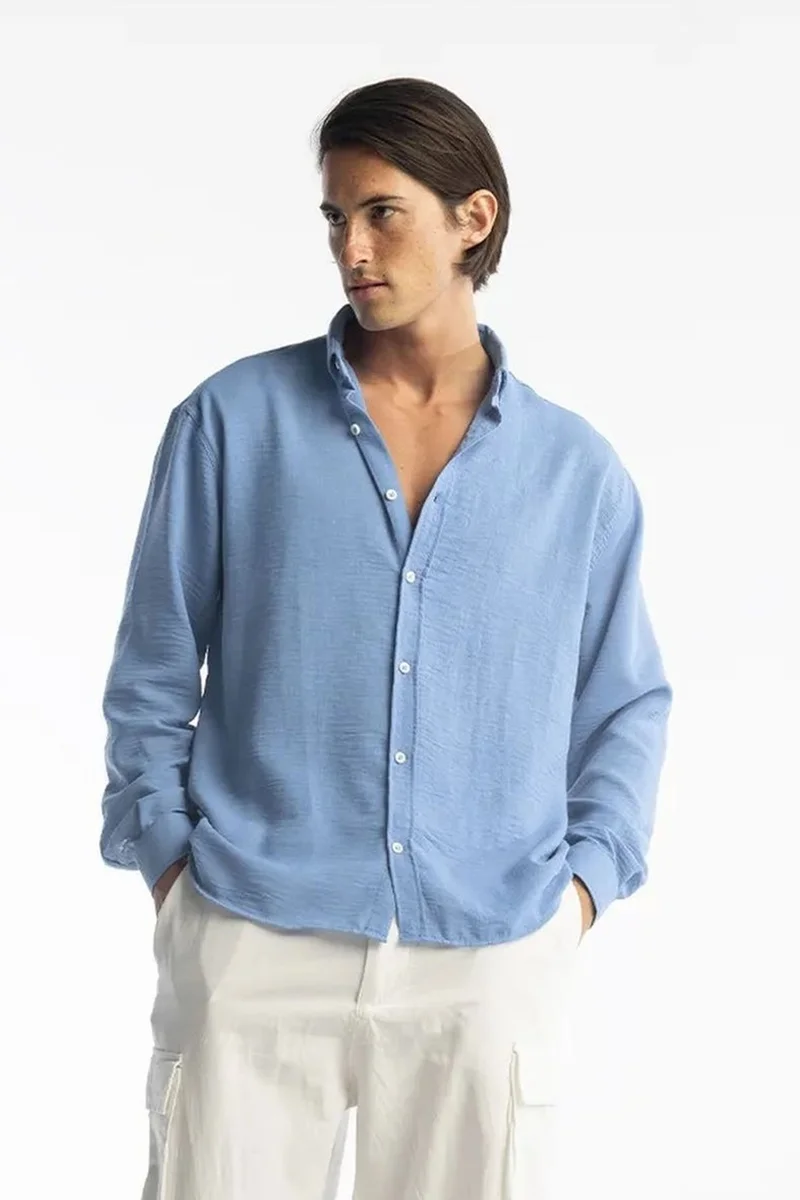GIESTO Oversized Button-Up Long Sleeve Shirt