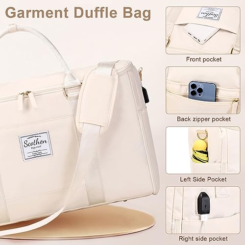 Scothen Convertible Travel Garment Bag,Carry On Garment Duffle Bag with Toiletry and Shoe bag,Garment Bags for Travel,2 in 1 Hanging Dress Suitcase Suit Travel Bags for Women with USB Charging Port - Image 4