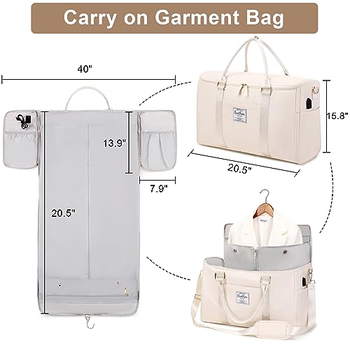 Scothen Convertible Travel Garment Bag,Carry On Garment Duffle Bag with Toiletry and Shoe bag,Garment Bags for Travel,2 in 1 Hanging Dress Suitcase Suit Travel Bags for Women with USB Charging Port - Image 2