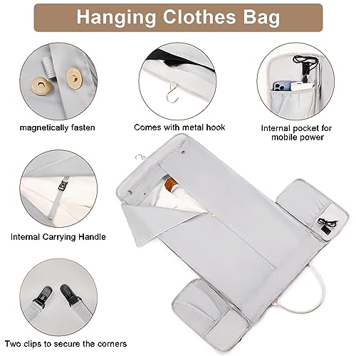 Scothen Convertible Travel Garment Bag,Carry On Garment Duffle Bag with Toiletry and Shoe bag,Garment Bags for Travel,2 in 1 Hanging Dress Suitcase Suit Travel Bags for Women with USB Charging Port - Image 3