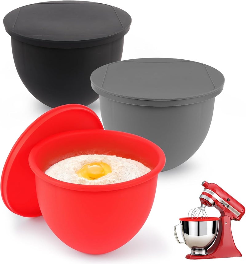 بطانات وعاء السيليكون لخلاط KitchenAid، عبوة من 3 قطع، بطانات وأغطية خلاط السيليكون لوعاء خلط Mix-Aid سعة 4.8 لتر - Image 1