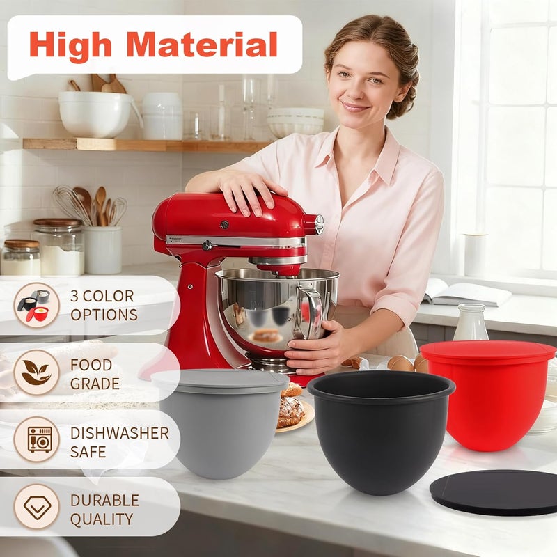 بطانات وعاء السيليكون لخلاط KitchenAid، عبوة من 3 قطع، بطانات وأغطية خلاط السيليكون لوعاء خلط Mix-Aid سعة 4.8 لتر - Image 4
