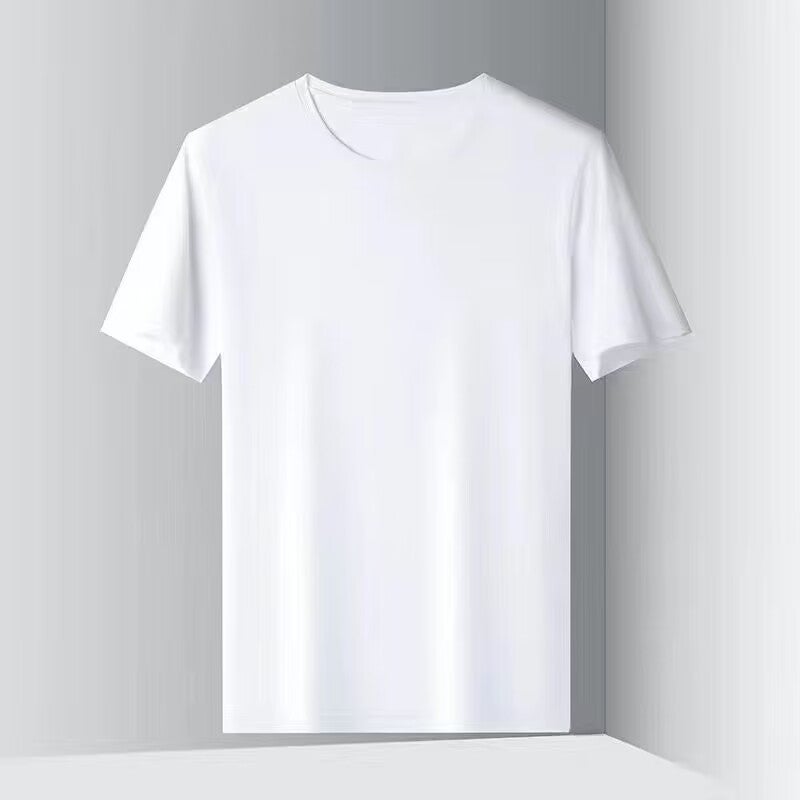 Summer short-sleeved shirt Korean-style comfortable cotton non-ironing mens loose three-quarter sleeve shirt workwear half-sleeve coat White-solid color short T 
