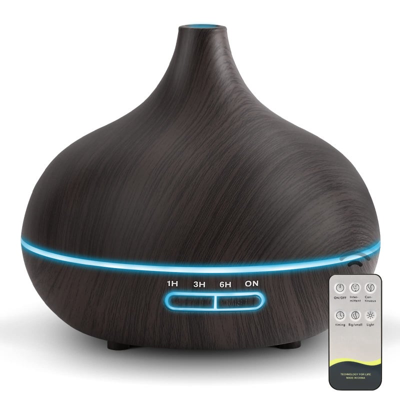 معطرات الزيوت الأساسية لغرف كبيرة 550 مل معطرات الزيوت الأساسية مع جهاز تحكم عن بعد معطر زيت بالموجات فوق الصوتية مع مؤقت 7 ألوان للضوء لغرفة النوم