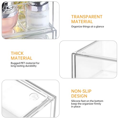 PAVSTINE Medicine Cabinet Organizer 3 Pack, Plastic Stackable Storage with 2 Drawers, Bathroom Mirror Cabinet Organizer with Removable Dividers for Wall Cabinet, Vanity, Countertop, Clear - Image 3
