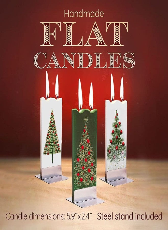 Flatyz Christmas Candles Merry Christmas Wreath Design - Flat, Decorative, Hand Painted Candle Gifts for Women or Men - 6 inches - Image 2