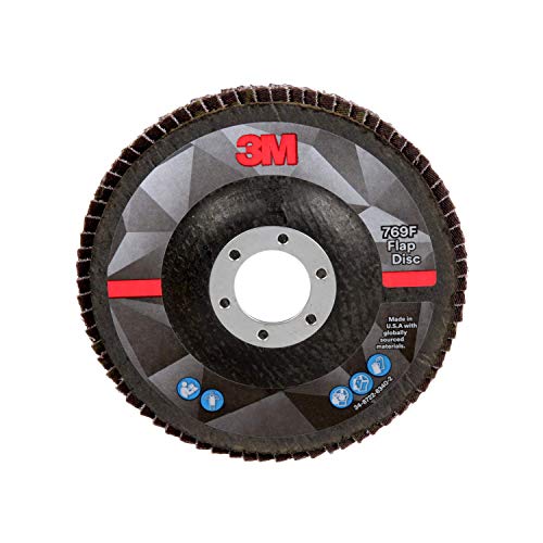 3M Flap Disc 769F, Type 27, 120+, 4-1/2 in x 7/8 in, High Performance Abrasive, Ceramic Precision-Shaped Grain Grinding and Finishing Disc, Carbon Steel, Stainless Steel - Image 3