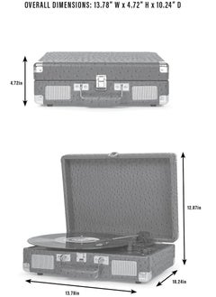 Crosley Crosley CR8005F-IN Cruiser Plus Vintage 3-Speed Bluetooth in/Out Suitcase Vinyl Record Player Turntable Indigo  - Image 2