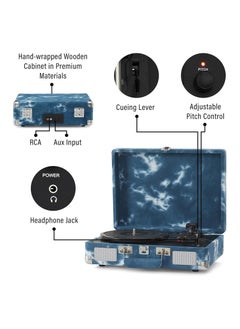 Crosley Crosley CR8005F-IN Cruiser Plus Vintage 3-Speed Bluetooth in/Out Suitcase Vinyl Record Player Turntable Indigo  - Image 4