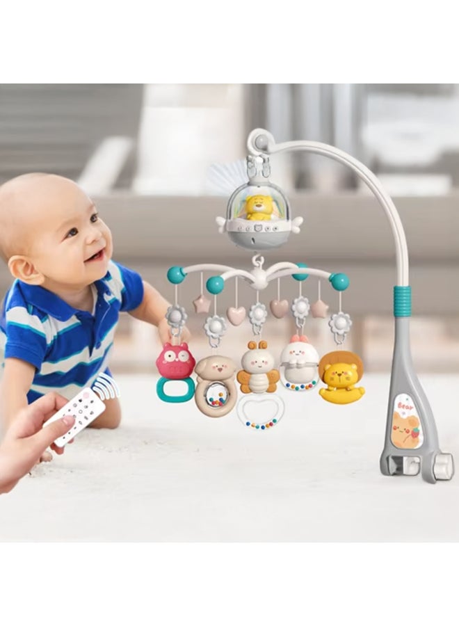 COGNIKIDS موبايل سرير الأطفال بالتحكم عن بُعد مع موسيقى، ضوء وعرض | جرس سرير مهدئ مع أصوات الطبيعة، موسيقى جنينية ومؤقت | موبايل حضانة لمساعدة نوم حديثي الولادة رمادي - Image 4