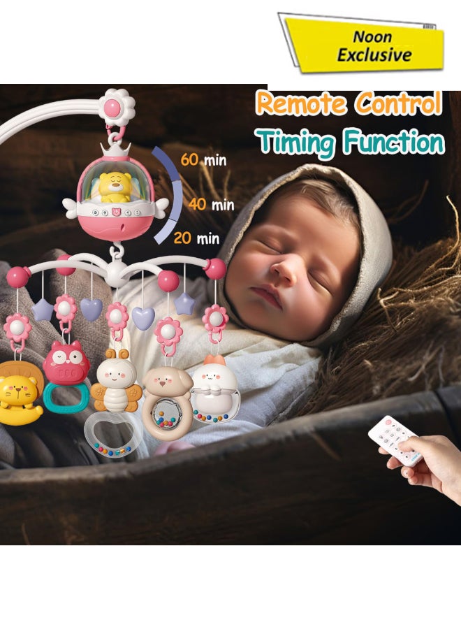 COGNIKIDS موبايل سرير الأطفال بالتحكم عن بُعد مع موسيقى، ضوء وعرض | جرس سرير مهدئ مع أصوات الطبيعة، موسيقى جنينية ومؤقت | موبايل حضانة لمساعدة نوم حديثي الولادة رمادي - Image 1