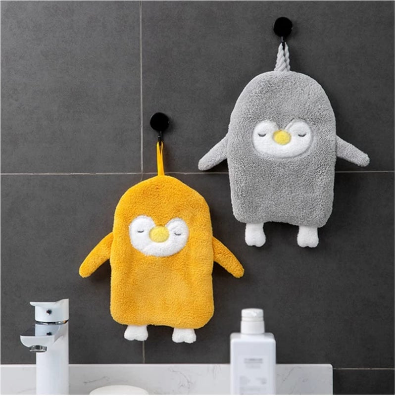 NGEL Cute Penguin Hand Towel with Hanging Loops | Quick Dry Hand Bath Towel Soft Cleaning Cloth | Children Hand Towel Quick Absorbent Hand Towel for Kitchen, Bathroom, Bedroom (Pack of 1) - Image 3