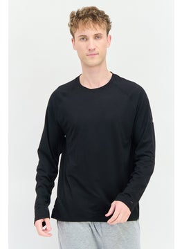 Kenneth Cole Men Crew Neck Long Sleeves Plain T-Shirt, Black  - Image 1
