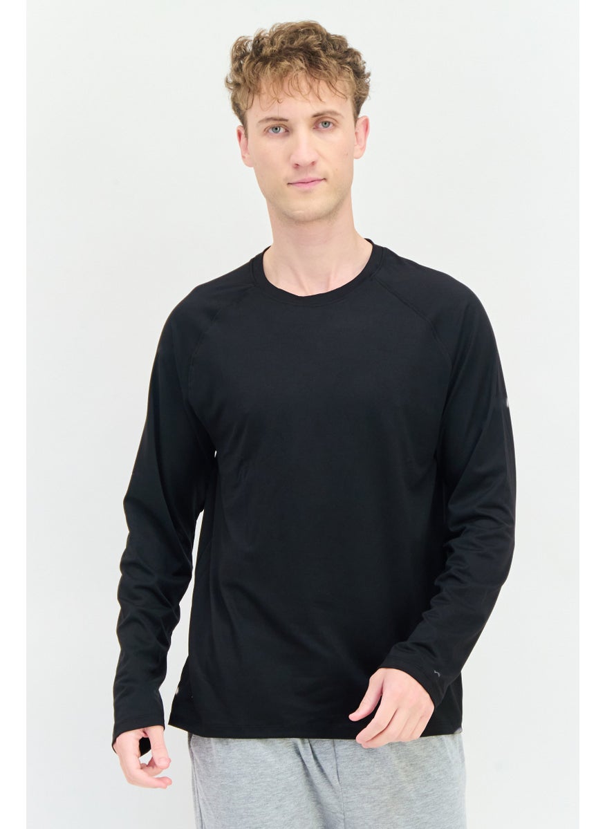 Kenneth Cole Men Crew Neck Long Sleeves Plain T-Shirt, Black  - Image 1