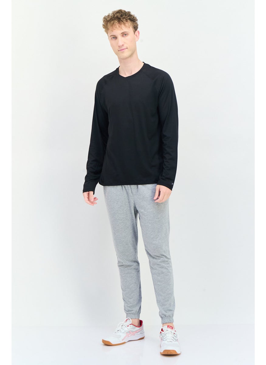 Kenneth Cole Men Crew Neck Long Sleeves Plain T-Shirt, Black  - Image 4