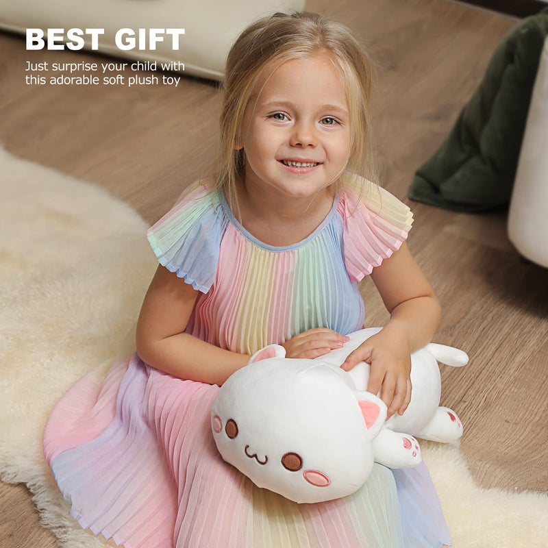Onsoyours Cute Kitten Plush Toy Stuffed Animal Pet Kitty Soft Anime Cat Plush Pillow for Kids (White Cat, 12") - Image 4