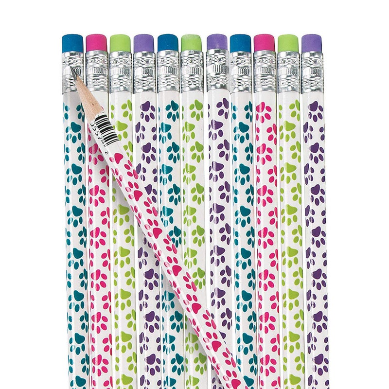 Fun Express Paw Print Pencils - Educational And Learning Activities For Kids - VBS Vacation Bible School Supplies/Decor - 24 Pieces - Image 1
