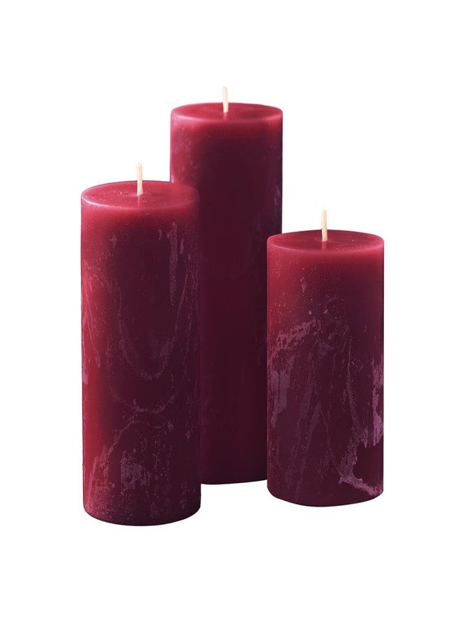 Simply Soson Burgundy Pillar Candles Set of 3, Rustic Pilar Candle, Dark Red Cinnamon Clove Scented Burgundy Fall Dripless Candles Ideal for Fall Decoration, Thanksgiving Gifts Autumn, Home Decor - Image 1
