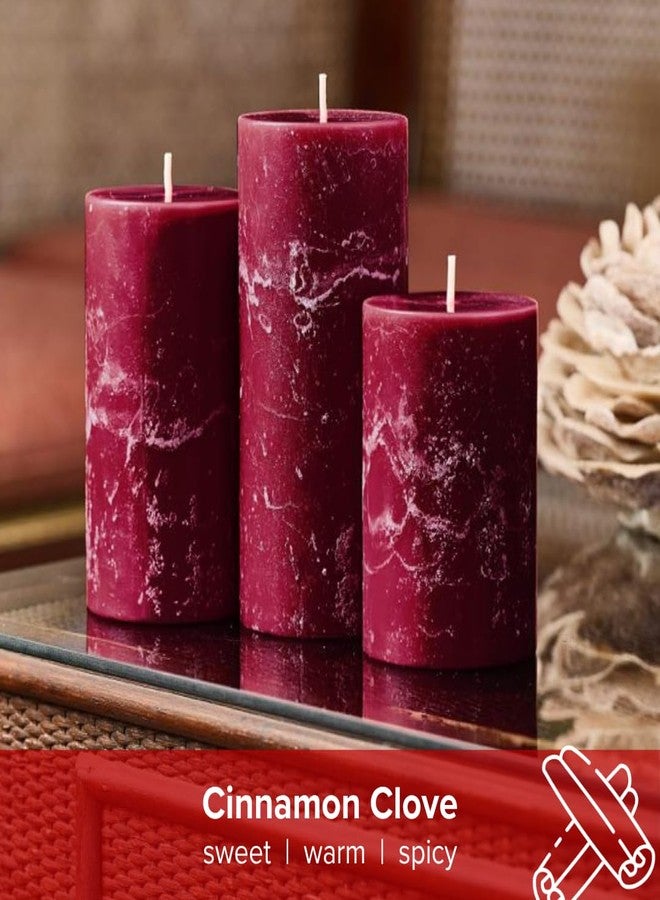 Simply Soson Burgundy Pillar Candles Set of 3, Rustic Pilar Candle, Dark Red Cinnamon Clove Scented Burgundy Fall Dripless Candles Ideal for Fall Decoration, Thanksgiving Gifts Autumn, Home Decor - Image 4