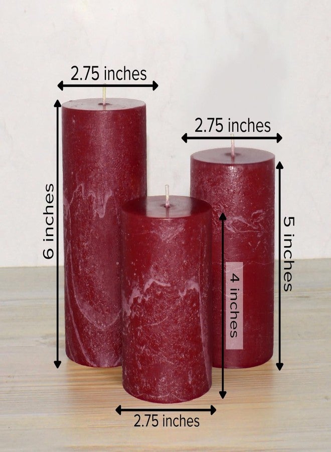 Simply Soson Burgundy Pillar Candles Set of 3, Rustic Pilar Candle, Dark Red Cinnamon Clove Scented Burgundy Fall Dripless Candles Ideal for Fall Decoration, Thanksgiving Gifts Autumn, Home Decor - Image 2