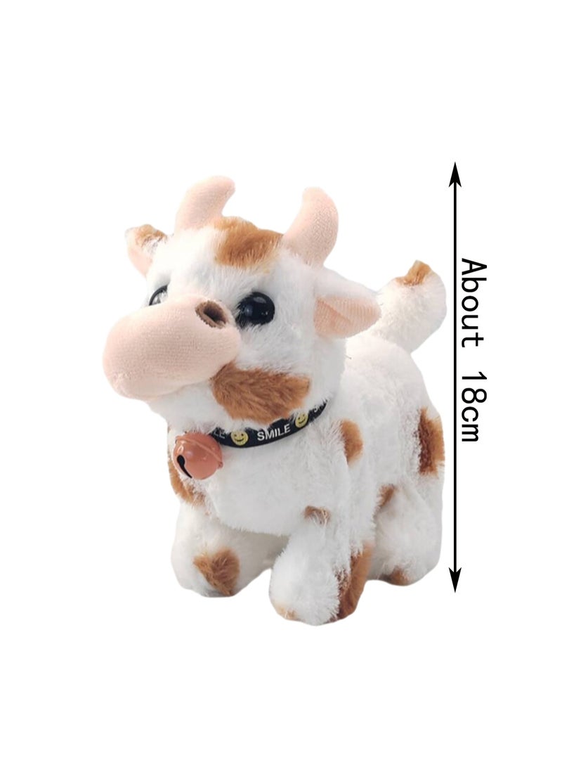 Brown Bell Cow Electronic Plush Toy Machine Simulates The Sound Of Calling, Can Walk And Wag Its Tail, Plush Interactive Toy Suitable For Children And Babies - Image 2