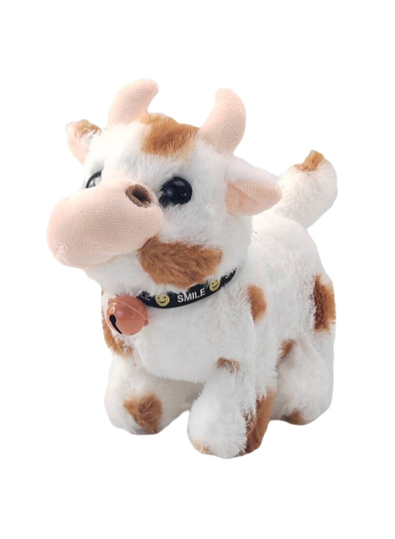 Brown Bell Cow Electronic Plush Toy Machine Simulates The Sound Of Calling, Can Walk And Wag Its Tail, Plush Interactive Toy Suitable For Children And Babies - Image 1