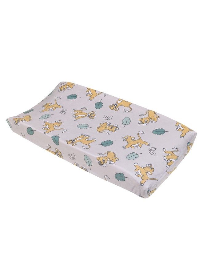 NoJo Disney Lion King Ivory Teal Sage And Gold Simba Future King Super Soft Changing Pad Cover - Image 1