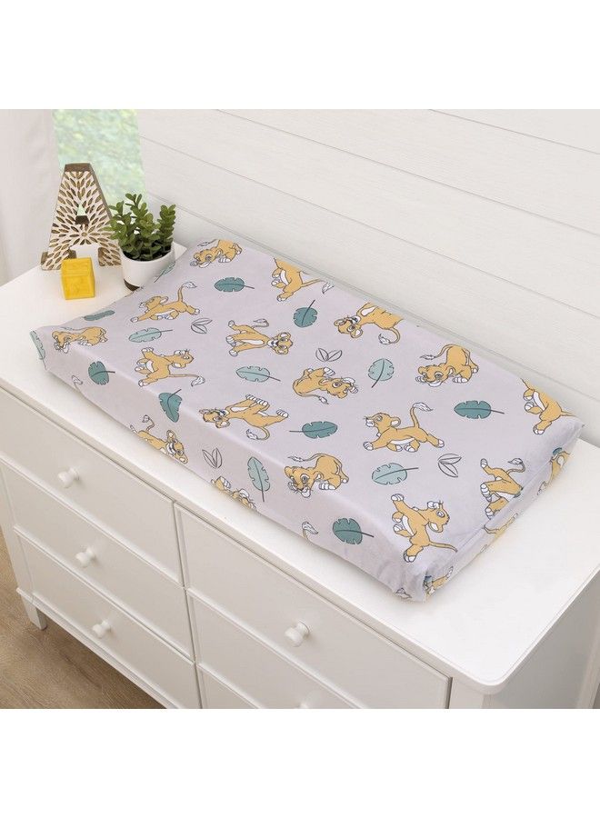 NoJo Disney Lion King Ivory Teal Sage And Gold Simba Future King Super Soft Changing Pad Cover - Image 3