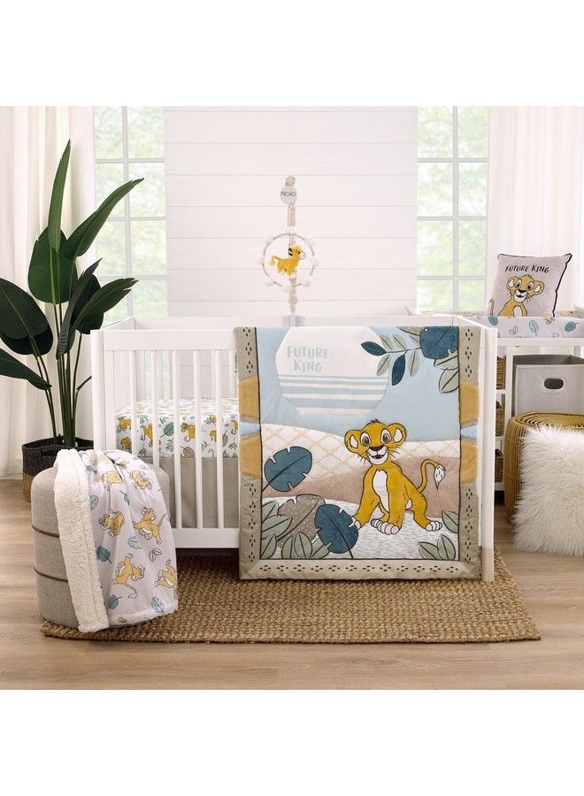 NoJo Disney Lion King Ivory Teal Sage And Gold Simba Future King Super Soft Changing Pad Cover - Image 4