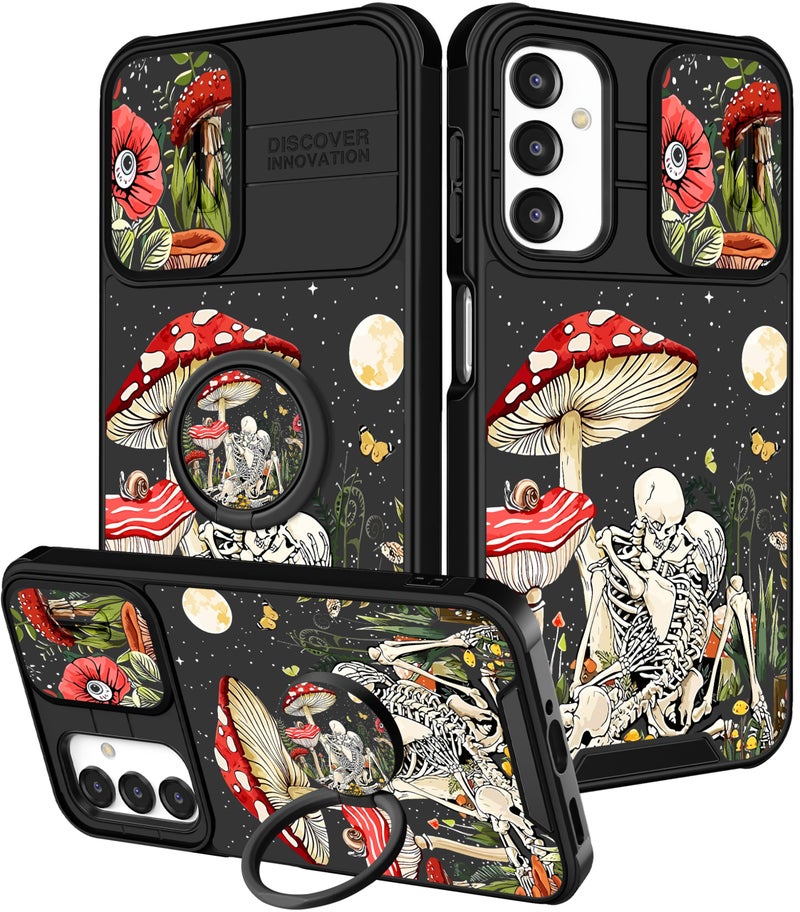 Funermei for Samsung Galaxy A16/A17 5G Phone Case - Women Girls Cute Phone Cover Girly Pretty Aesthetic Mushroom Skeleton Unique Design with Camera Cover Ring Stand Funda for Galaxy A16/A17 5G Case - Image 1