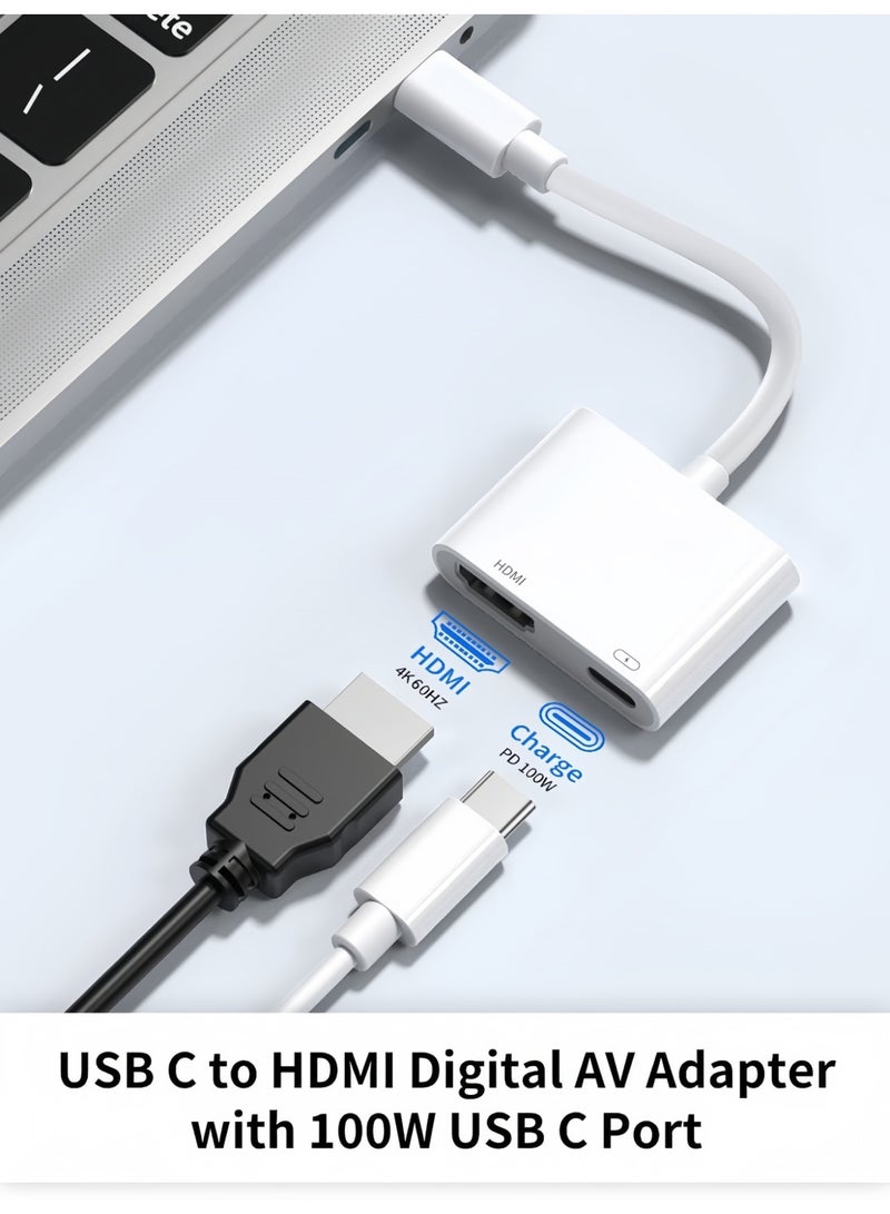 أواسيس لينك محول USB-C إلى HDMI بدقة 4K عند 60 هرتز لجهاز iPhone 15 MacBook Pro Air iPad Pro، كابل USB 3.1 من النوع C Digital AV HDMI 2.0 متوافق مع Samsung Galaxy S23/S22، Pixelbook، XPS والمزيد - Image 1