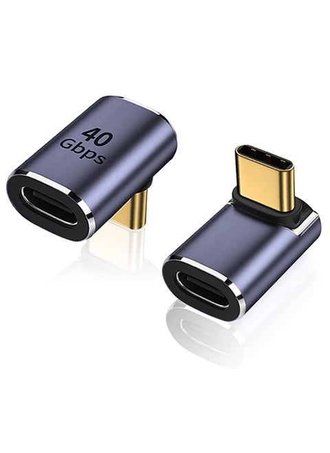 90 Degree USB-C Male to Female Adapter, 2 Pack Right Angle 100W Type-C Adapter Extender for Steam Deck, ROG Ally, Switch, Notebook Computers, Tablet and Mobile Phones (Metallic Purple)