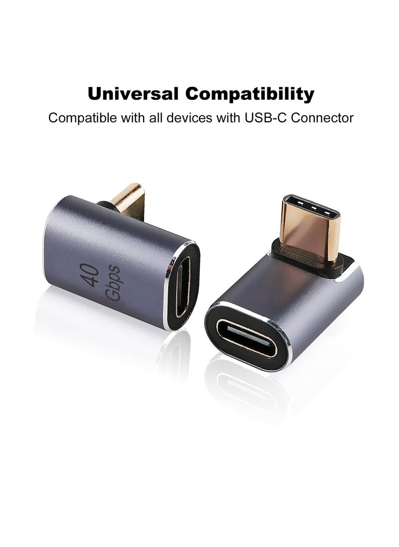GNAFOTU - 90 Degree USB-C Male to Female Adapter, 2 Pack Right Angle 100W Type-C Adapter Extender for Steam Deck, ROG Ally, Switch, Notebook Computers, Tablet and Mobile Phones (Metallic Purple) - Image 1