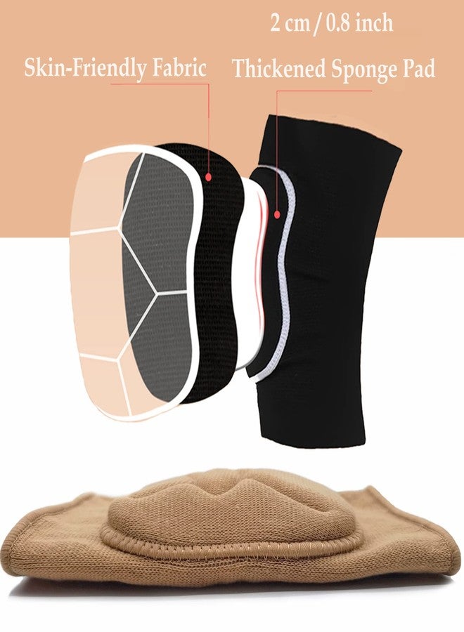 DANCE YOU DANCEYOU Dance Knee Pads Thick Soft Sponge Volleyball Knee Brace for Big Kid Teen Adults Workout Knee Protector Football Pole Dance Yoga Tennis Running, Tan, M - Image 4