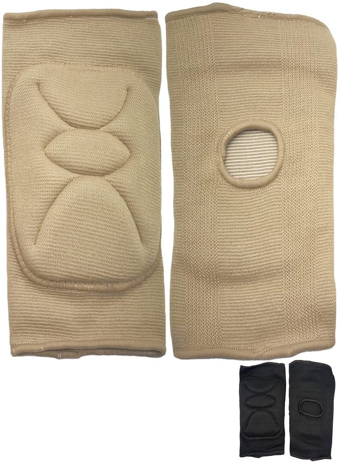 DANCE YOU DANCEYOU Dance Knee Pads Thick Soft Sponge Volleyball Knee Brace for Big Kid Teen Adults Workout Knee Protector Football Pole Dance Yoga Tennis Running, Tan, M - Image 1