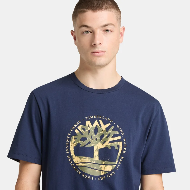 Timberland Blue Men's Stack Logo T-Shirt for Men | Best Price UAE