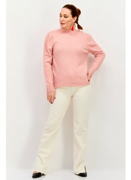 INC Women Crew Neck Textured Sweater, Pink  - Image 4