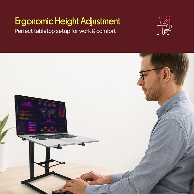 Pyle Portable Folding Laptop Stand - Standing Table with Foldable Height and Secondary Accessory Tray for iPad, Tablet, DJ Mixer, Workstation, Gaming and Home Use with Bag - PLPTS35 - Image 2