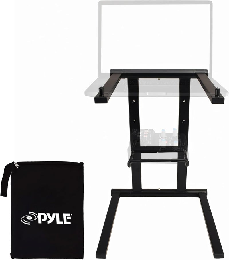 Pyle Portable Folding Laptop Stand - Standing Table with Foldable Height and Secondary Accessory Tray for iPad, Tablet, DJ Mixer, Workstation, Gaming and Home Use with Bag - PLPTS35 - Image 1