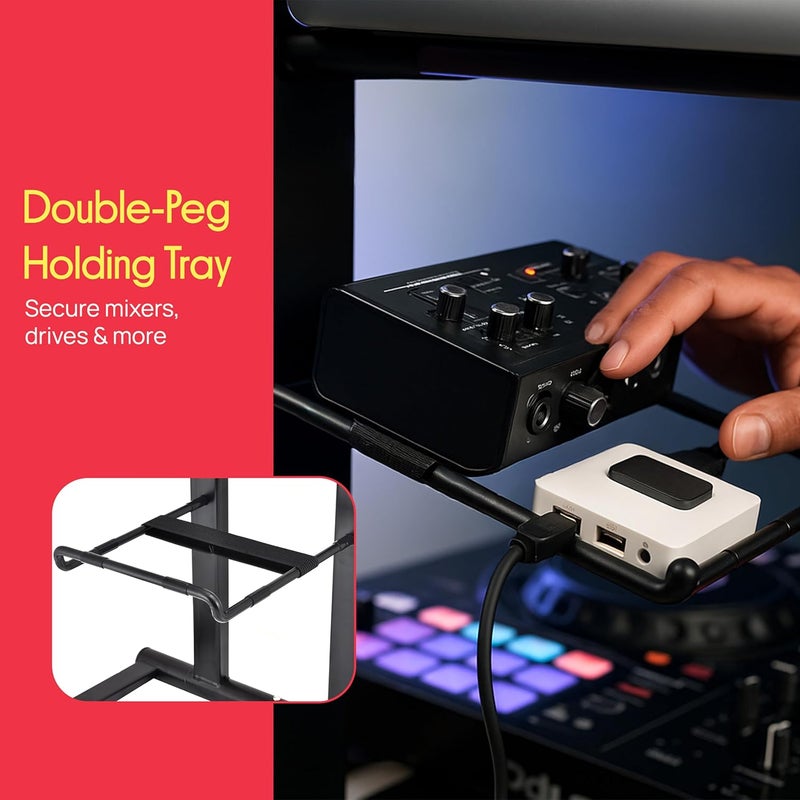 Pyle Portable Folding Laptop Stand - Standing Table with Foldable Height and Secondary Accessory Tray for iPad, Tablet, DJ Mixer, Workstation, Gaming and Home Use with Bag - PLPTS35 - Image 3