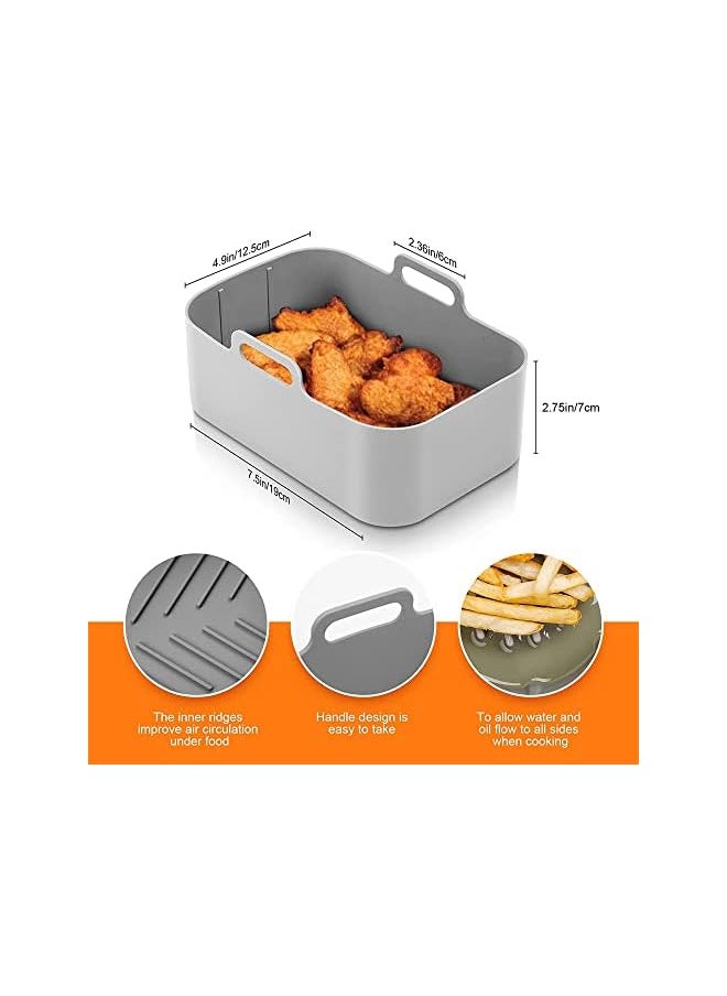 neotimely Fryer Silicone Liners for Ninja Foodi Dual DZ201 8QT, Reusable Silicone Air Fryer Liners with Heat Proof Gloves, Non Stick Air Fryer Basket Accessories, Replacement Baking Tray Basket Insert(Gray)  - Image 5