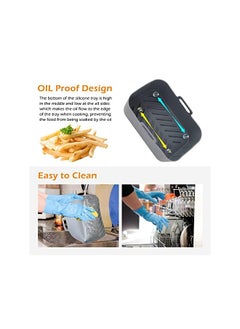 neotimely Fryer Silicone Liners for Ninja Foodi Dual DZ201 8QT, Reusable Silicone Air Fryer Liners with Heat Proof Gloves, Non Stick Air Fryer Basket Accessories, Replacement Baking Tray Basket Insert(Gray)  - Image 3