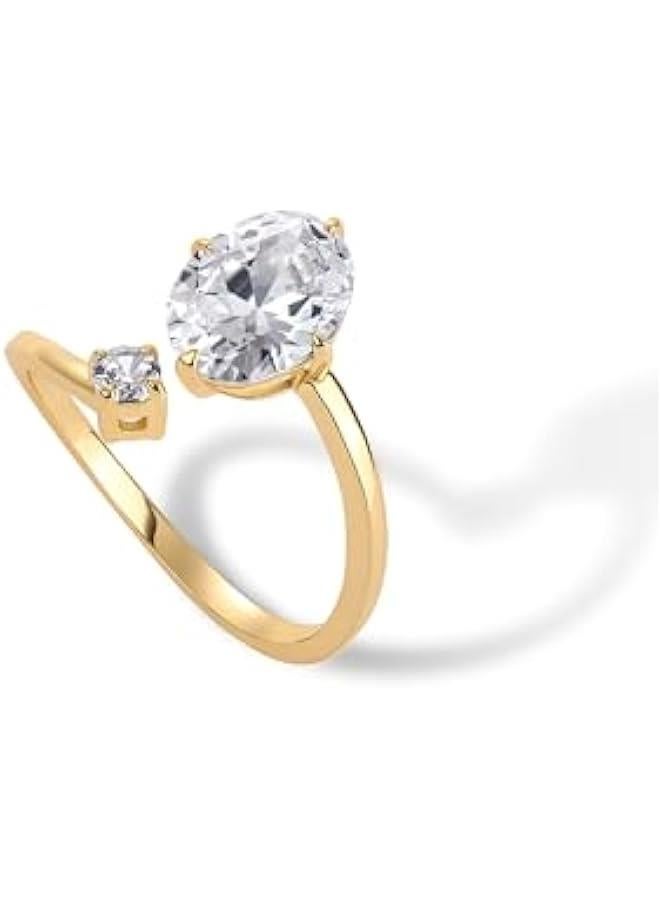 PAVOI 14K Yellow Plated Toi Et Moi 3CT Cushion Cut Cubic Zirconia Stone Wraparound Engagement Promise Ring for Women - Statement Ring - Image 3