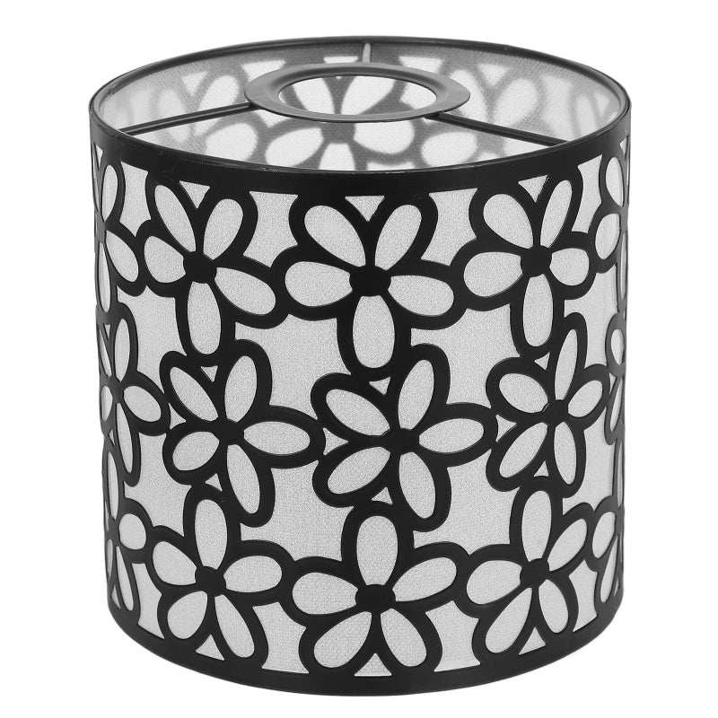 Vintage Black Metal E27 Lamp Shade Replacement Hollow Cylinder Design Large Drum - Image 2