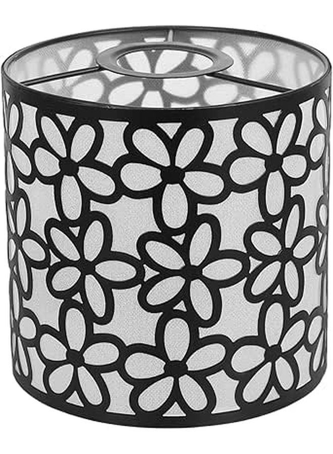 Vintage Black Metal E27 Lamp Shade Replacement Hollow Cylinder Design Large Drum - Image 1